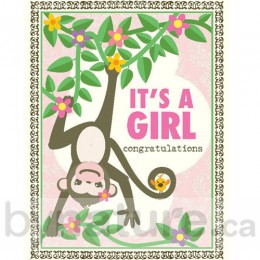 It's a Girl Greeting Card, Monkey