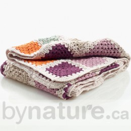 100% Organic Cotton Handmade Crochet Blanket, Soft Purple