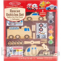 Decorate-Your-Own Wooden Rescue Vehicles Set
