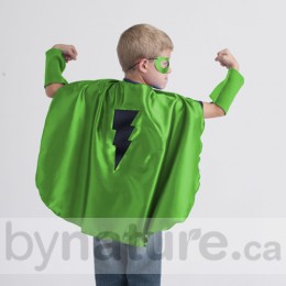 Superhero Cape, Green with Black Bolt (mask and cuffs available seperately)