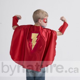 Superhero Cape, Red with Yellow Bolt (mask and cuffs available seperately)