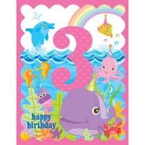 3rd Birthday Pink Whale Greeting Card