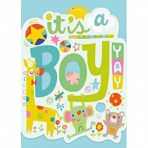 Peaceable Kingdom Greeting Card, Baby It's a Boy