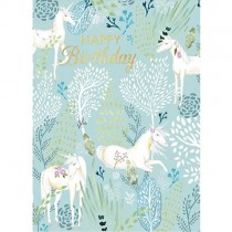 Happy Birthday Greeting Card, Unicorn Forest