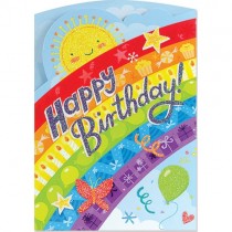 Peaceable Kingdom Greeting Card, Birthday Tri-Fold Rainbow