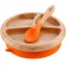 Avanchy Bamboo Suction Divided Plate & Spoon, Orange